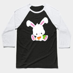 Cute Bunny, White Bunny, Little Bunny, Carrot Baseball T-Shirt